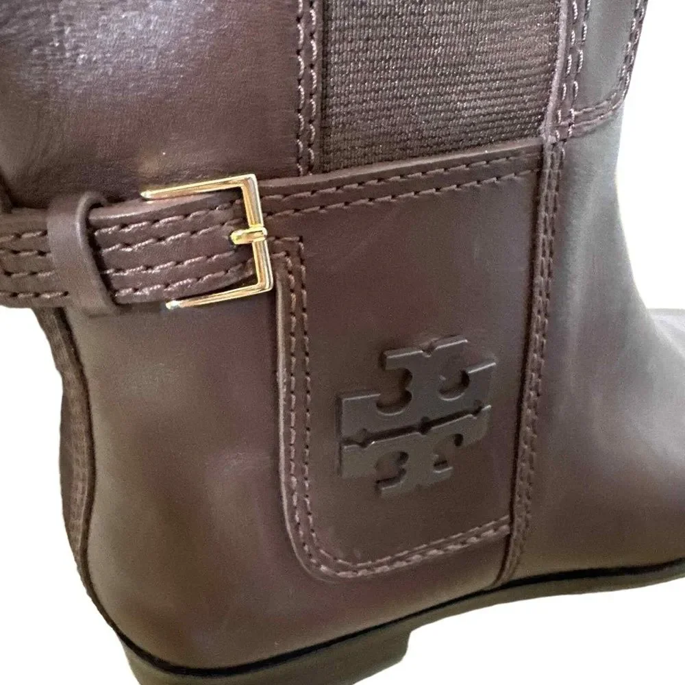 Tory Burch Riding Boots 7 Tall Minimalist Preppy Casual Classic Brown Simone